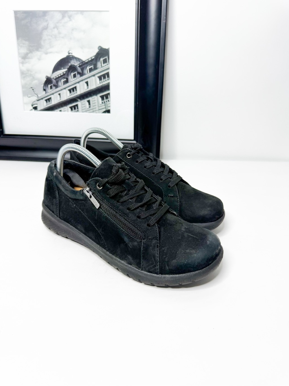 Ziera Super Support Black Suede Leather Sneakers Size 40 XF